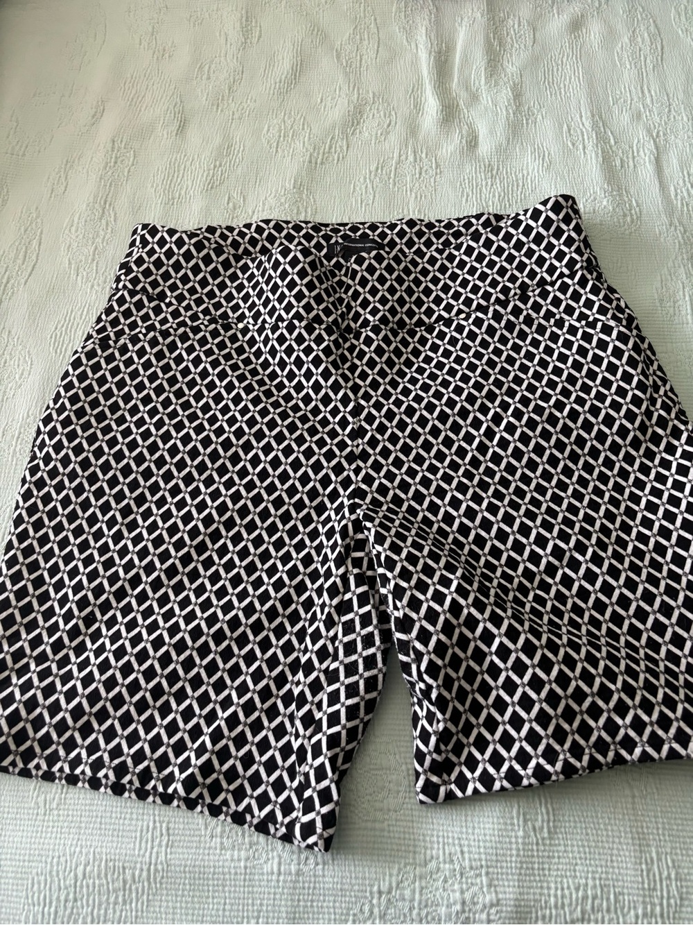 INC International Concepts Black and White Geometric Bermuda Shorts